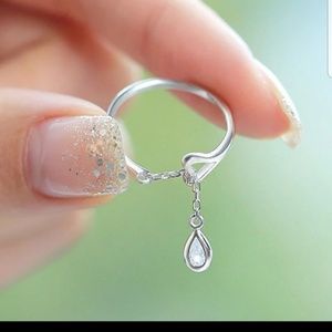 Silver Plated Heart Crystal Ring